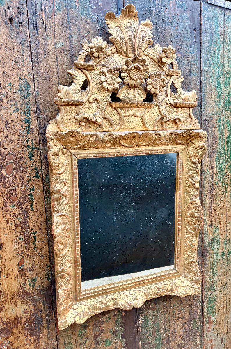 Regency-style Mirror With A Gilded Wooden Pediment -photo-3