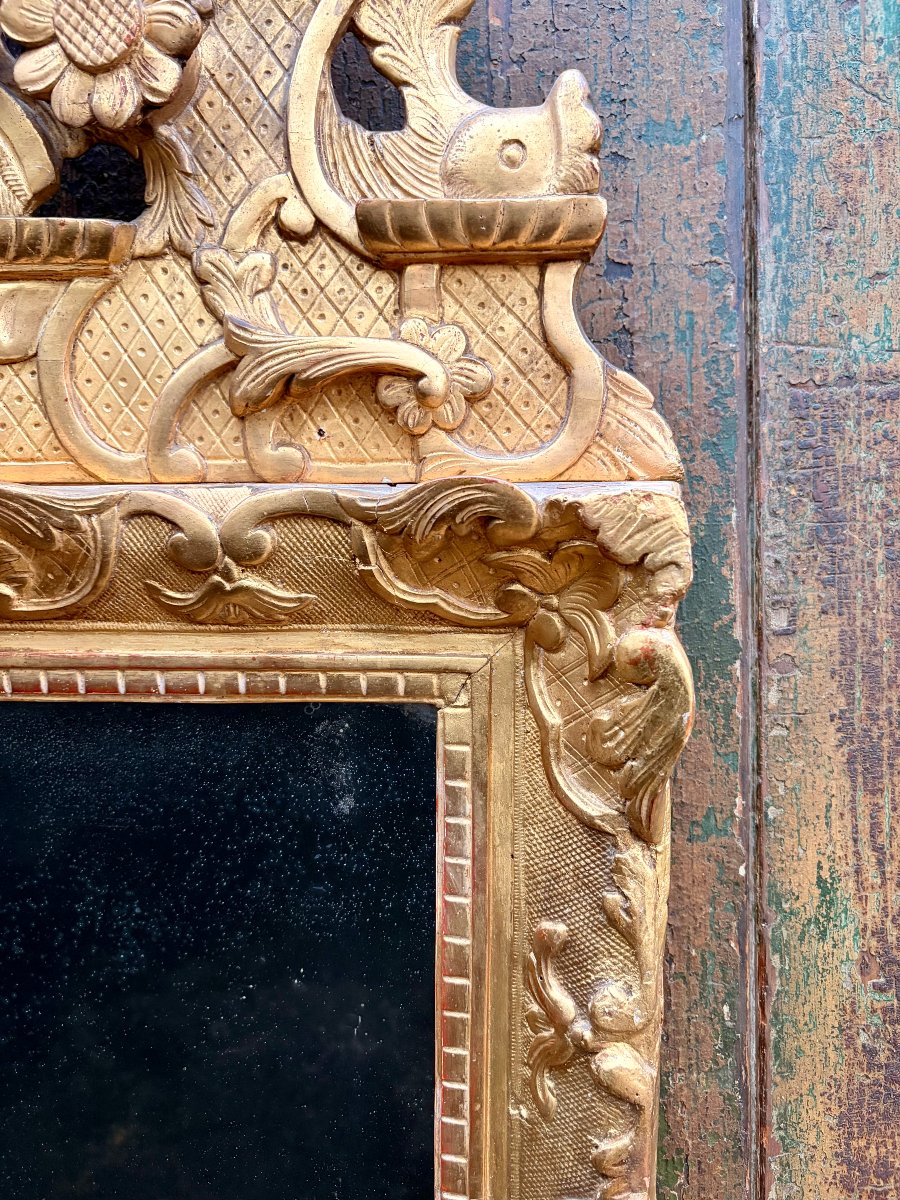 Regency-style Mirror With A Gilded Wooden Pediment -photo-2