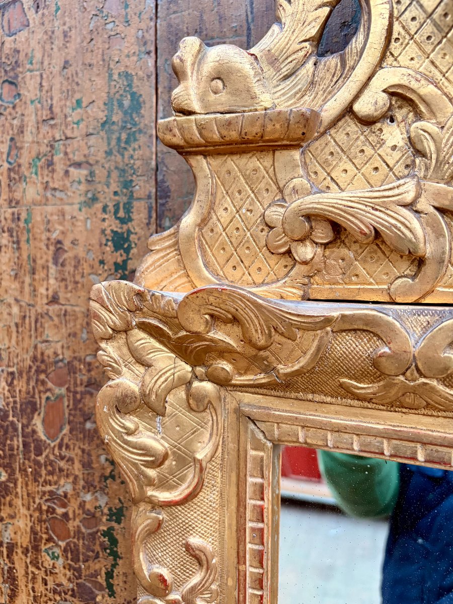 Regency-style Mirror With A Gilded Wooden Pediment -photo-4