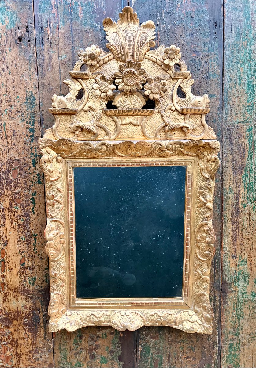 Regency-style Mirror With A Gilded Wooden Pediment -photo-5