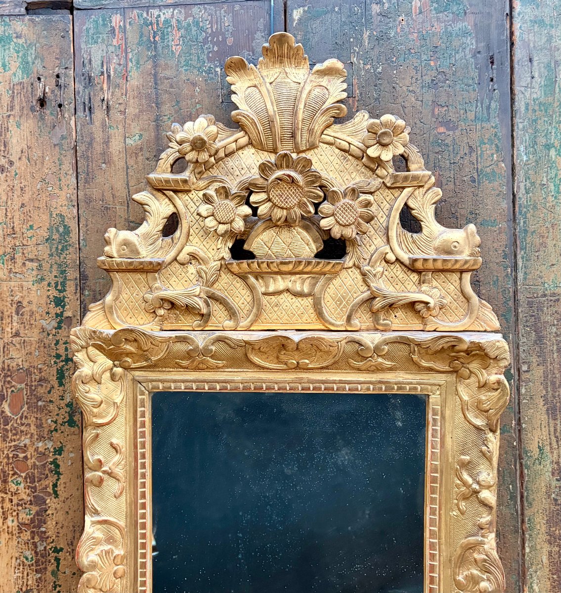 Regency-style Mirror With A Gilded Wooden Pediment -photo-6