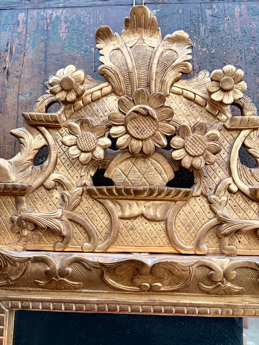 Regency-style Mirror With A Gilded Wooden Pediment -photo-7