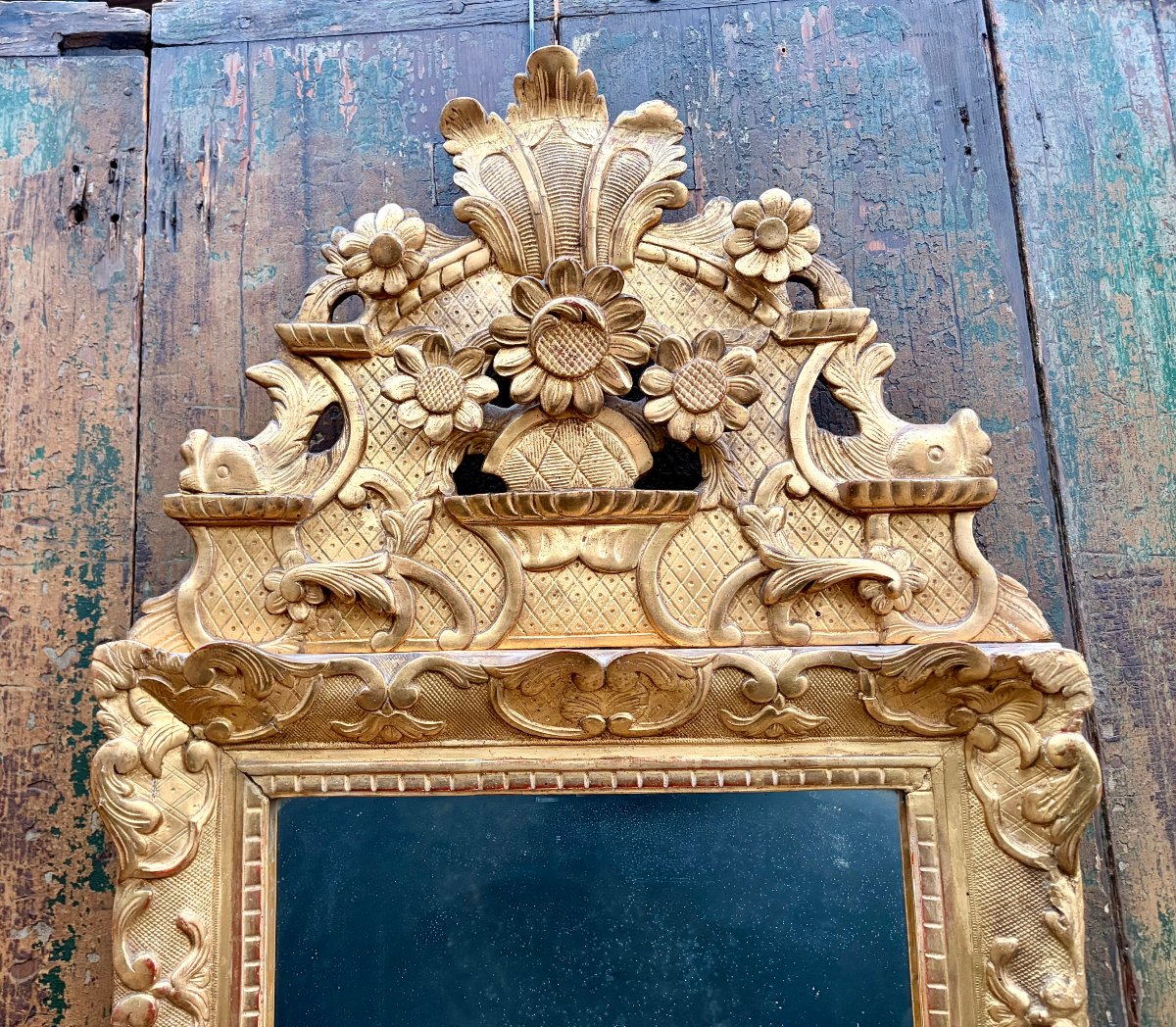 Regency-style Mirror With A Gilded Wooden Pediment -photo-8