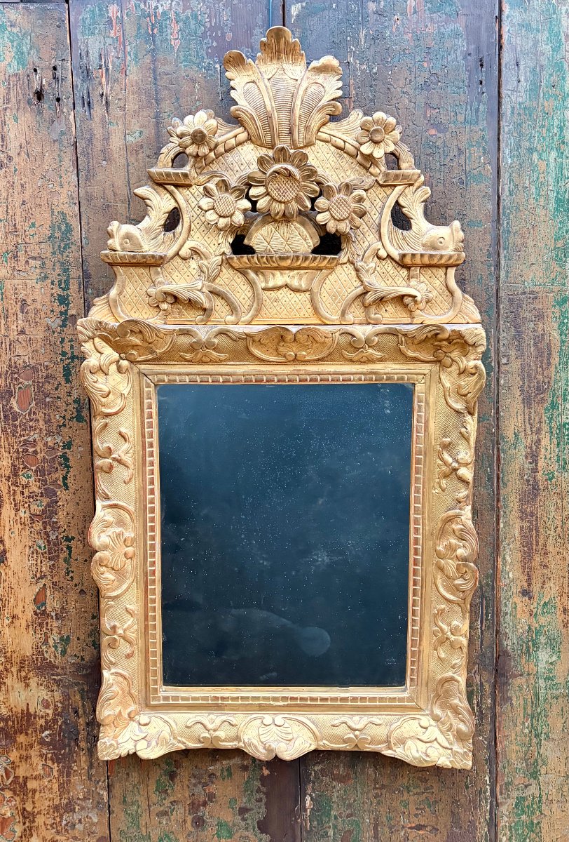 Regency-style Mirror With A Gilded Wooden Pediment 
