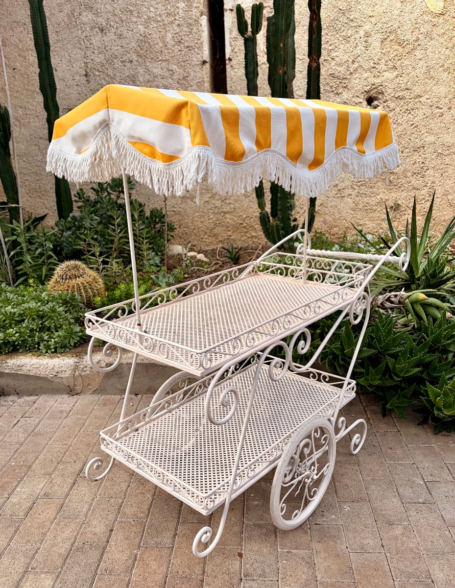 1950s Wrought-iron Serving Cart 