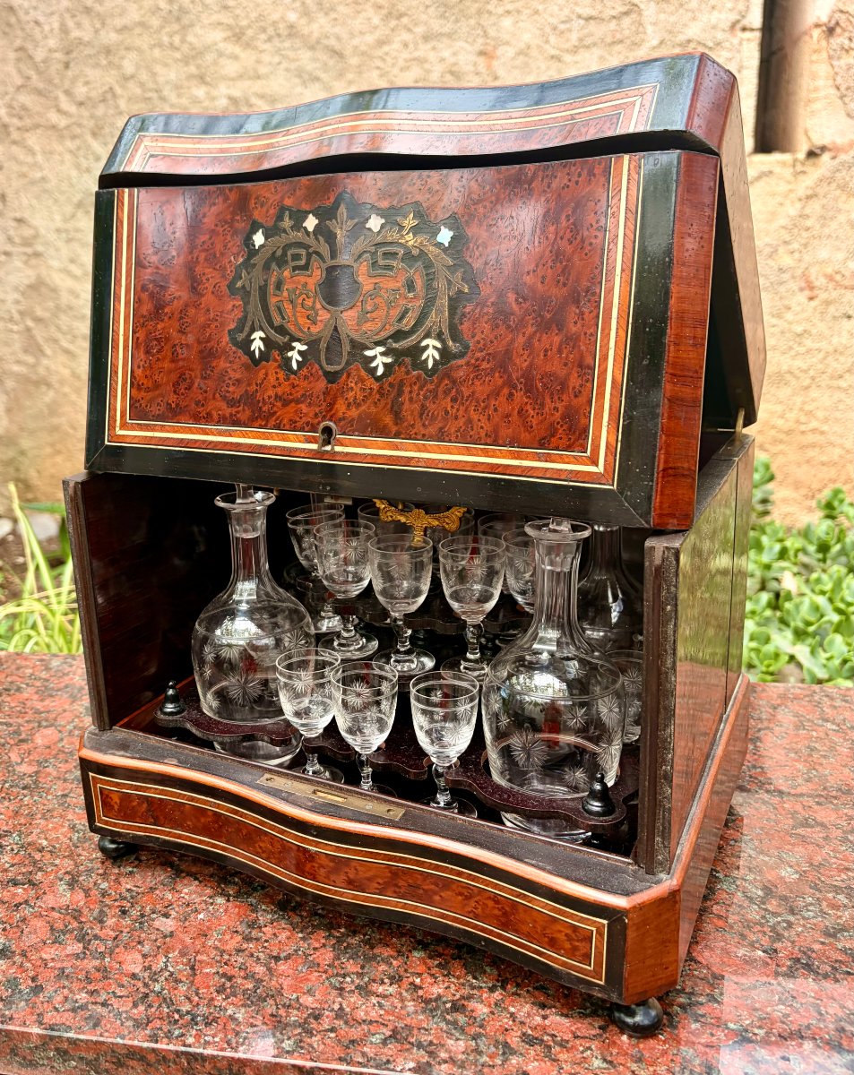 Napoleon III-style Liqueur Cabinet With Marquetry -photo-4