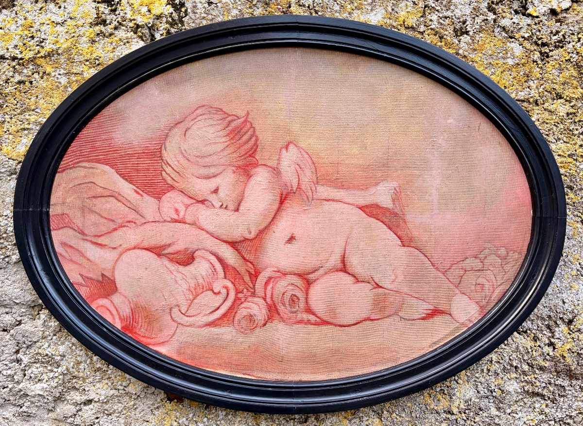 20th-century Sanguine Painting Depicting An Angel-photo-3