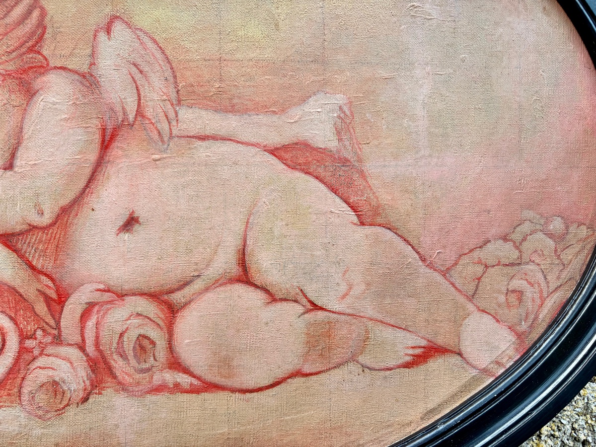 20th-century Sanguine Painting Depicting An Angel-photo-4