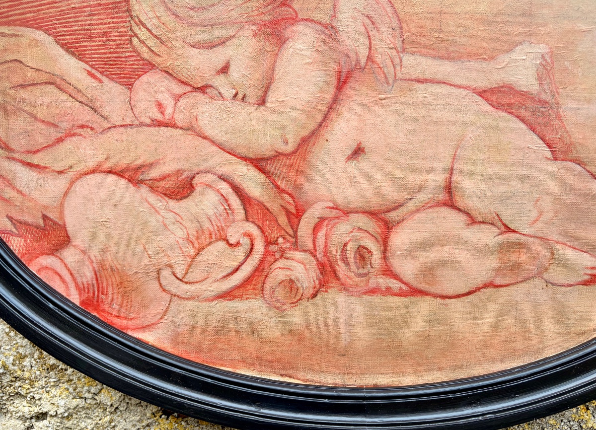 20th-century Sanguine Painting Depicting An Angel-photo-2