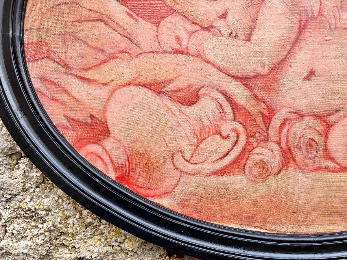 20th-century Sanguine Painting Depicting An Angel-photo-3
