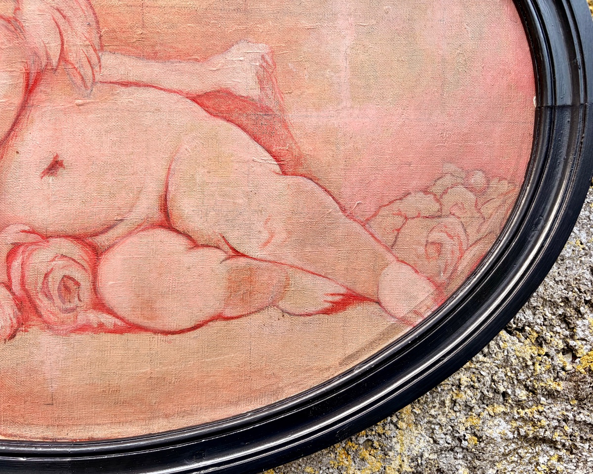 20th-century Sanguine Painting Depicting An Angel-photo-6
