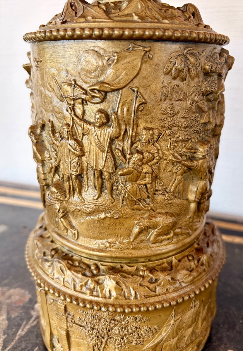 19th-century Lamp Made Of Repoussé Brass With Oriental Motifs-photo-4