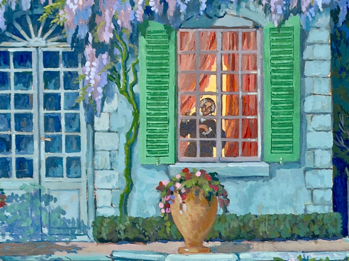 gouache sur carton "diner romantique" d'henri-pierre LEJEUNE-photo-1