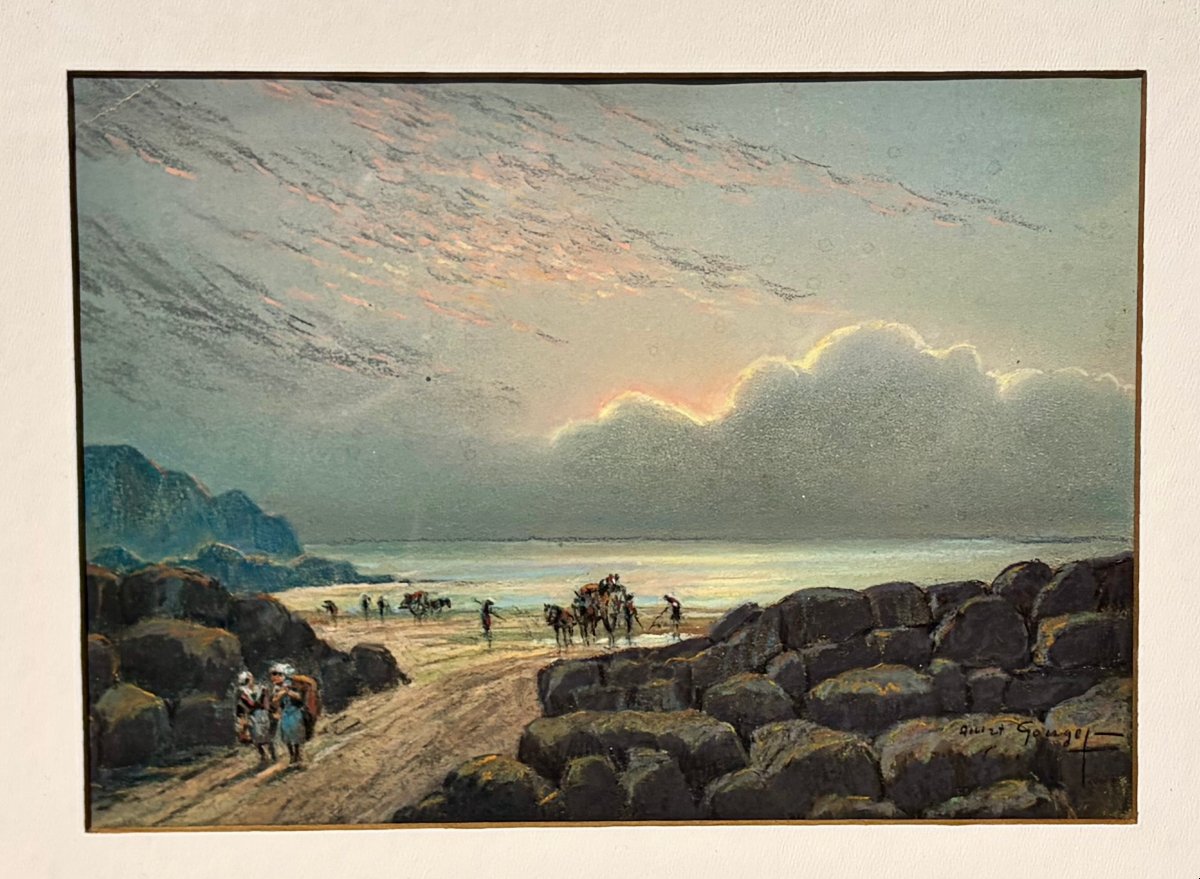 pastel "le ramassage du goémon" par Albert GOUGET -photo-2