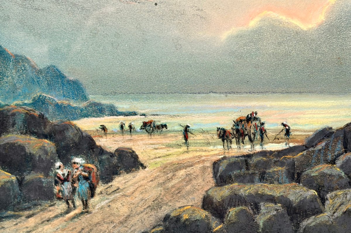 pastel "le ramassage du goémon" par Albert GOUGET -photo-3