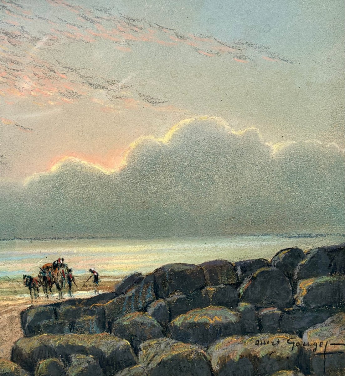 pastel "le ramassage du goémon" par Albert GOUGET -photo-4