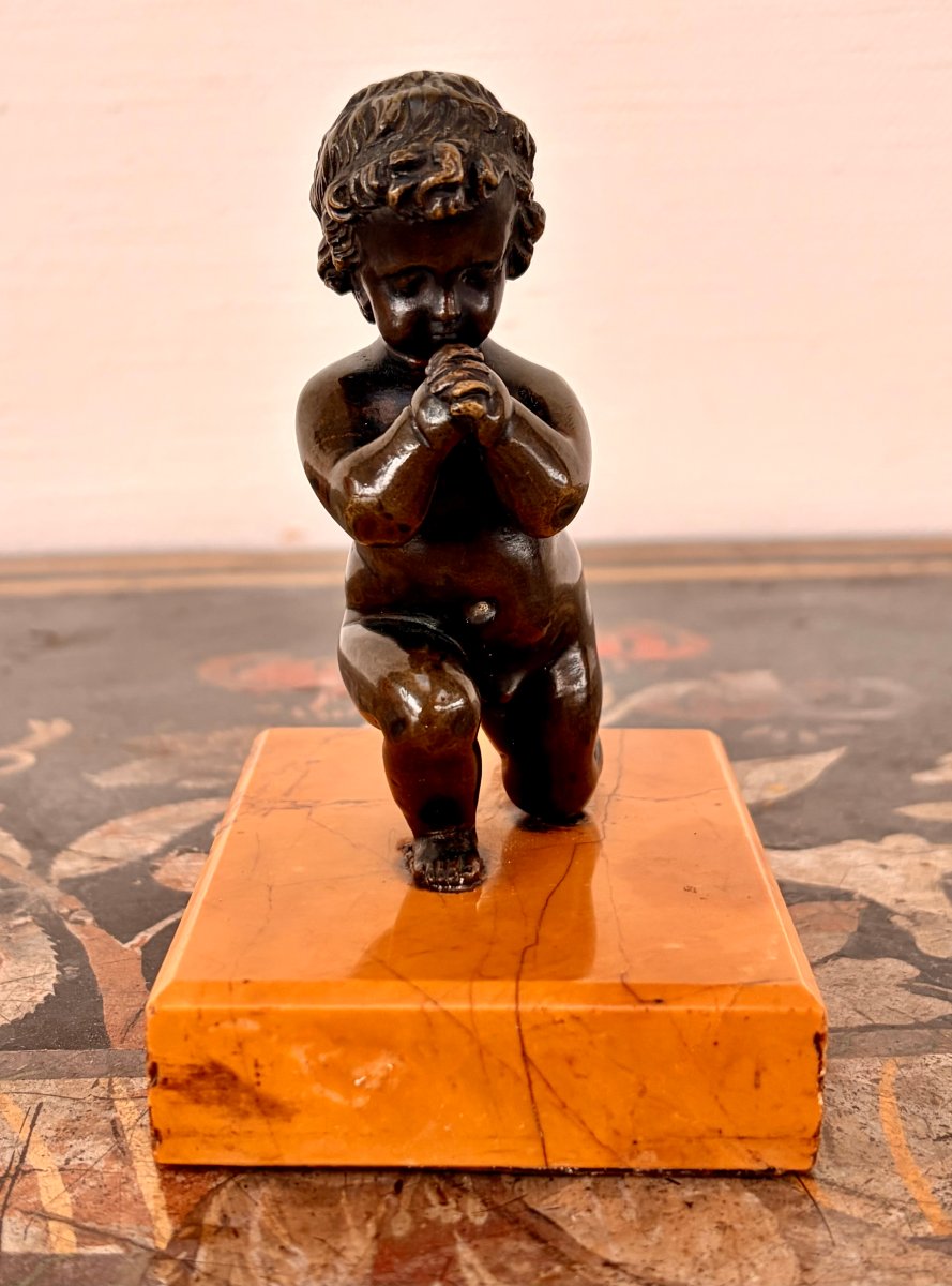 Early 19th-century Bronze Sculpture Of A Child At Prayer -photo-3