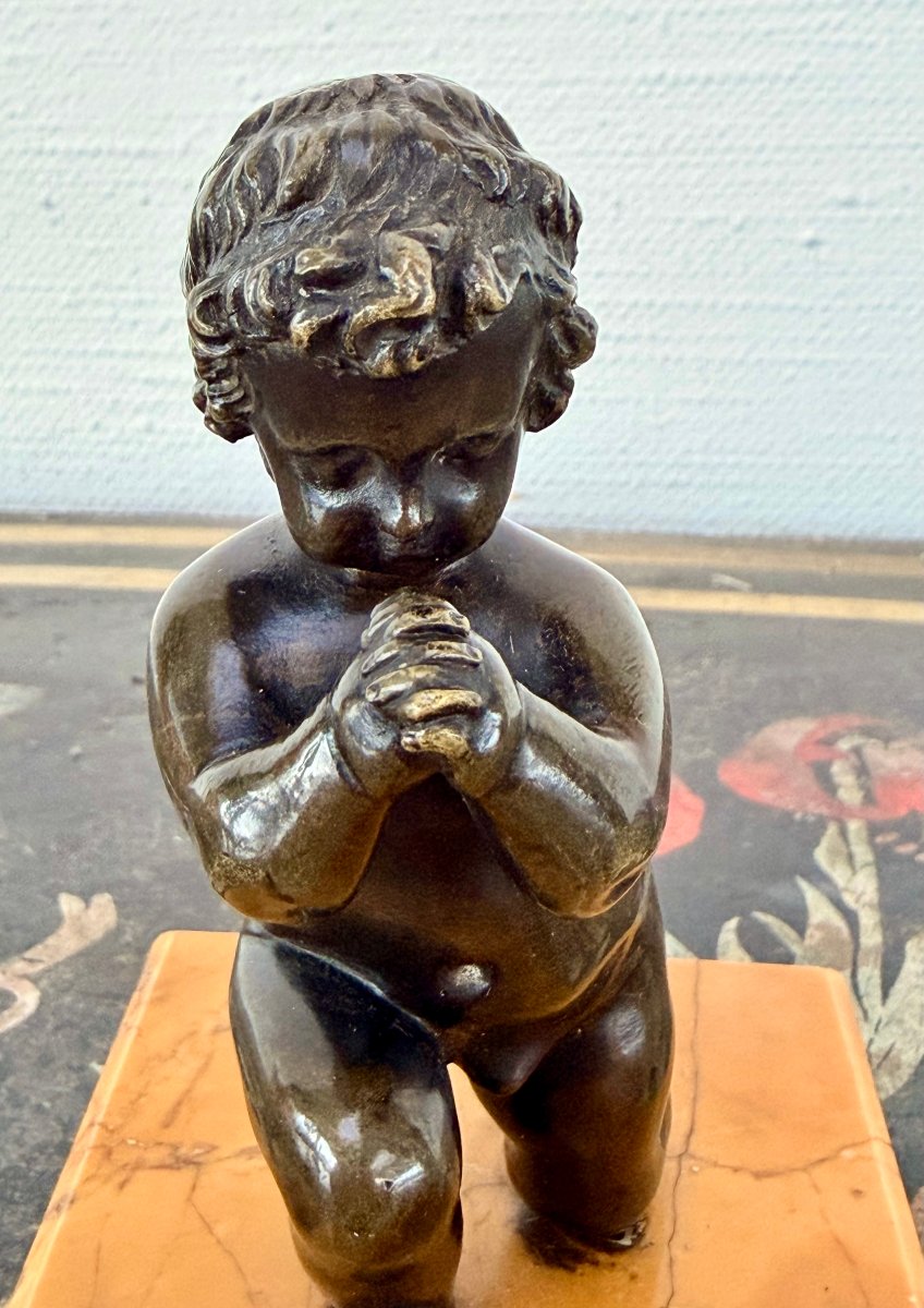 Early 19th-century Bronze Sculpture Of A Child At Prayer -photo-5