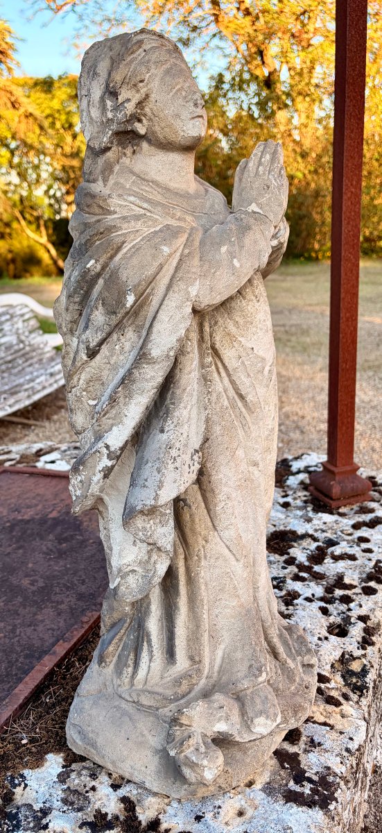 vierge en prière d'époque XVIIème en pierre -photo-5