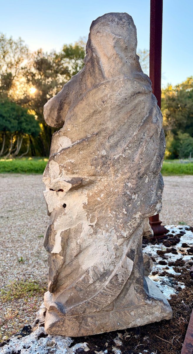 vierge en prière d'époque XVIIème en pierre -photo-8