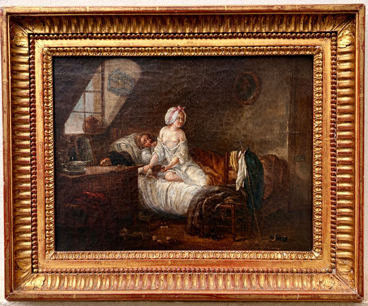 18th-century Painting, "naughty Scene In The Attic" 