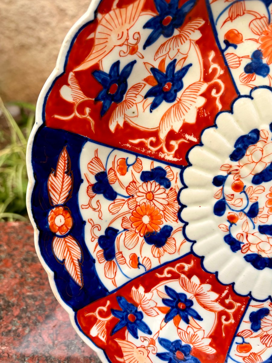 grand plat Imari à bord godronnés XIXème-photo-3