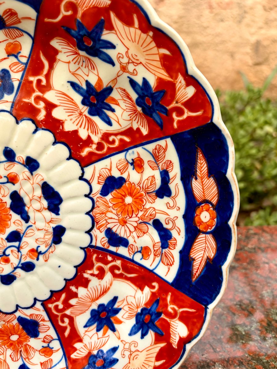 grand plat Imari à bord godronnés XIXème-photo-4