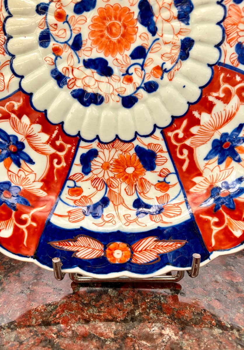 grand plat Imari à bord godronnés XIXème-photo-3