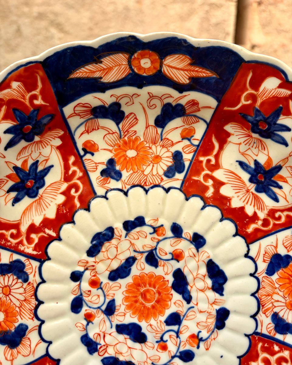 grand plat Imari à bord godronnés XIXème-photo-4