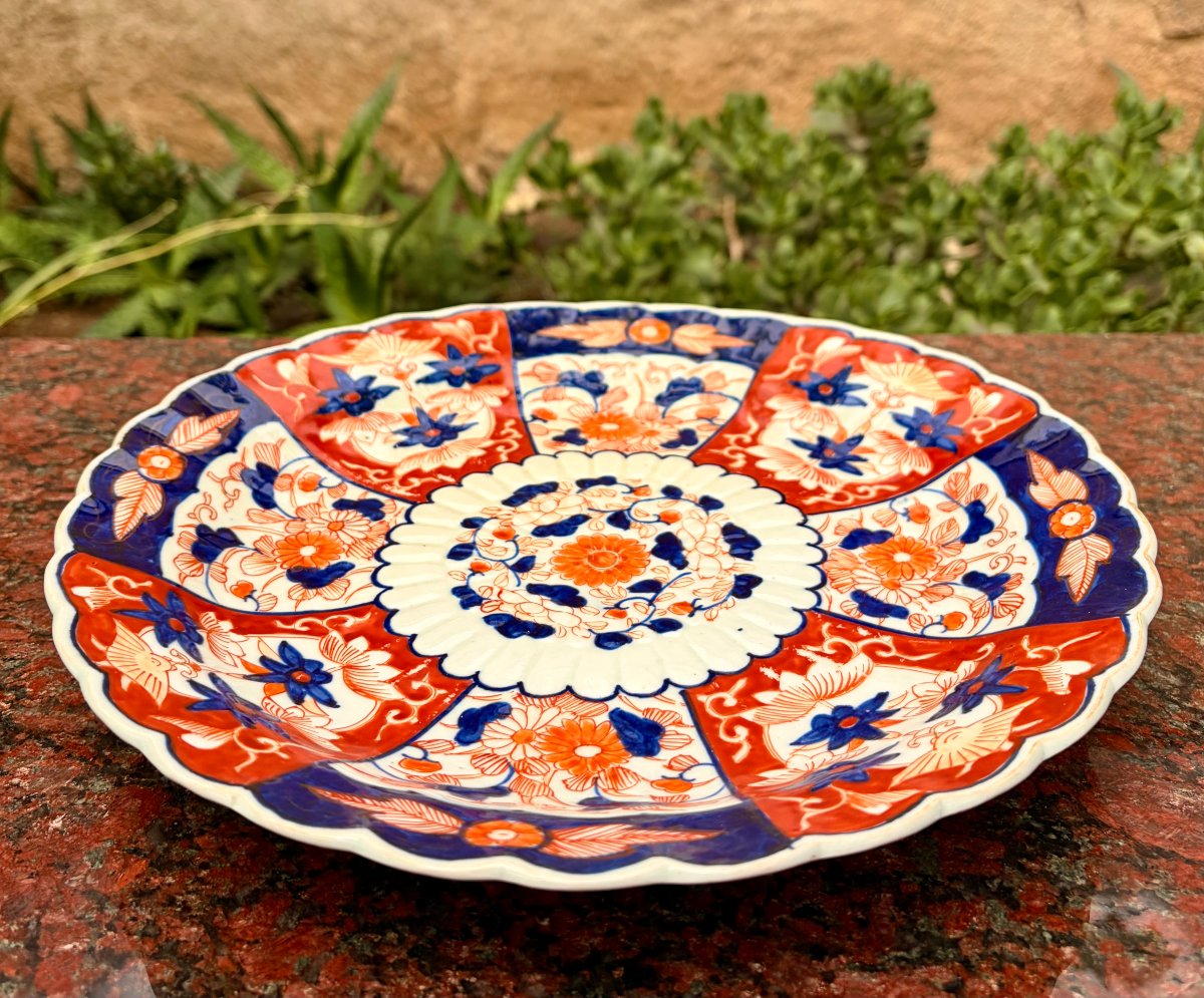 grand plat Imari à bord godronnés XIXème-photo-5