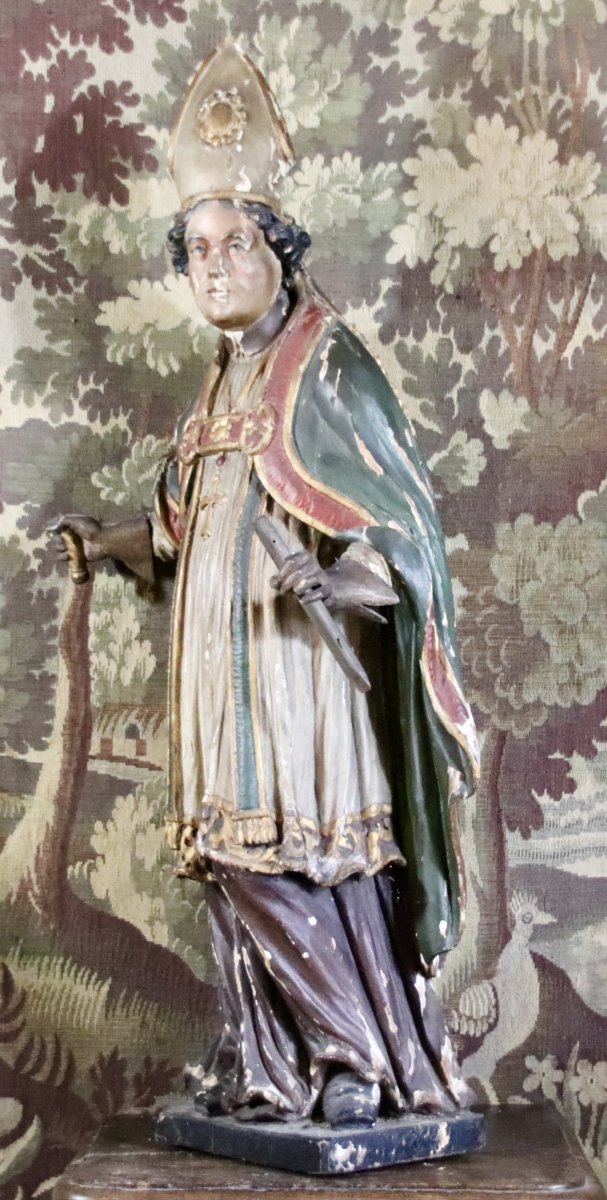 sculpture polychrome de saint Eloi d'époque XVIIIème-photo-2