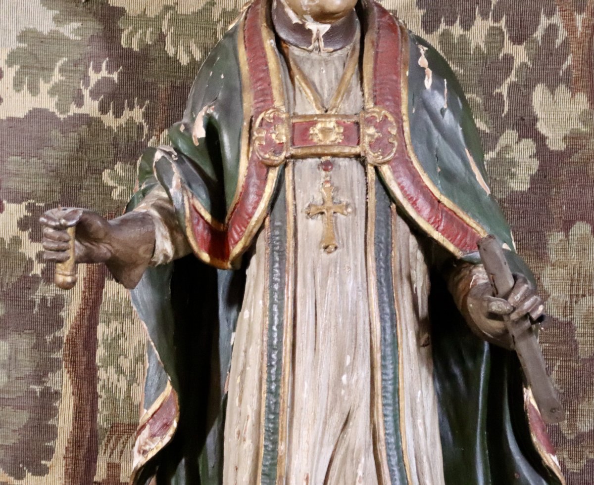 sculpture polychrome de saint Eloi d'époque XVIIIème-photo-4