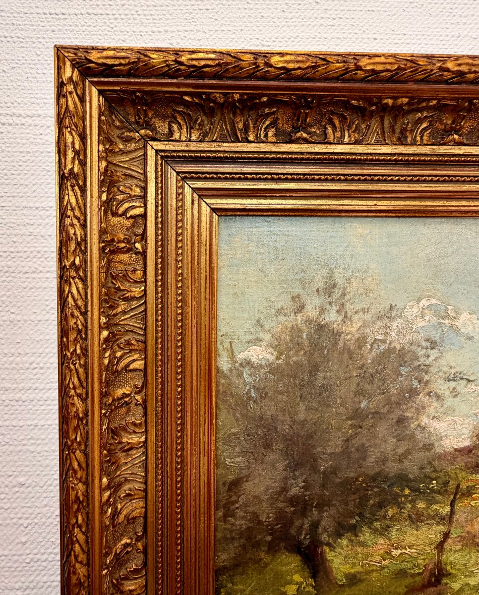 Landscape And Village Painting By E. De Retz -photo-6