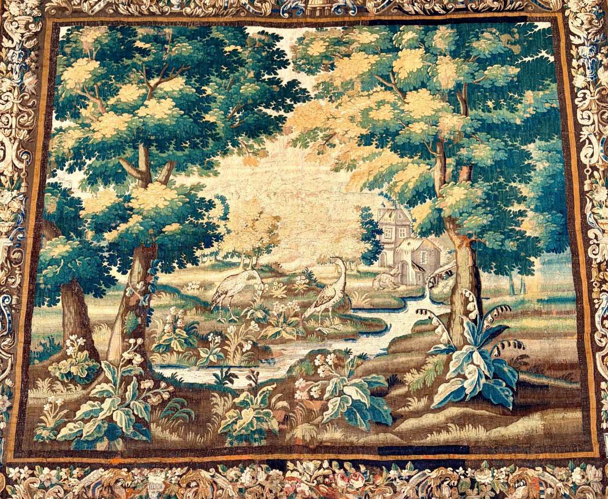 18th-century Aubusson Tapestry Featuring A Verdant Scene At The Mill-photo-2