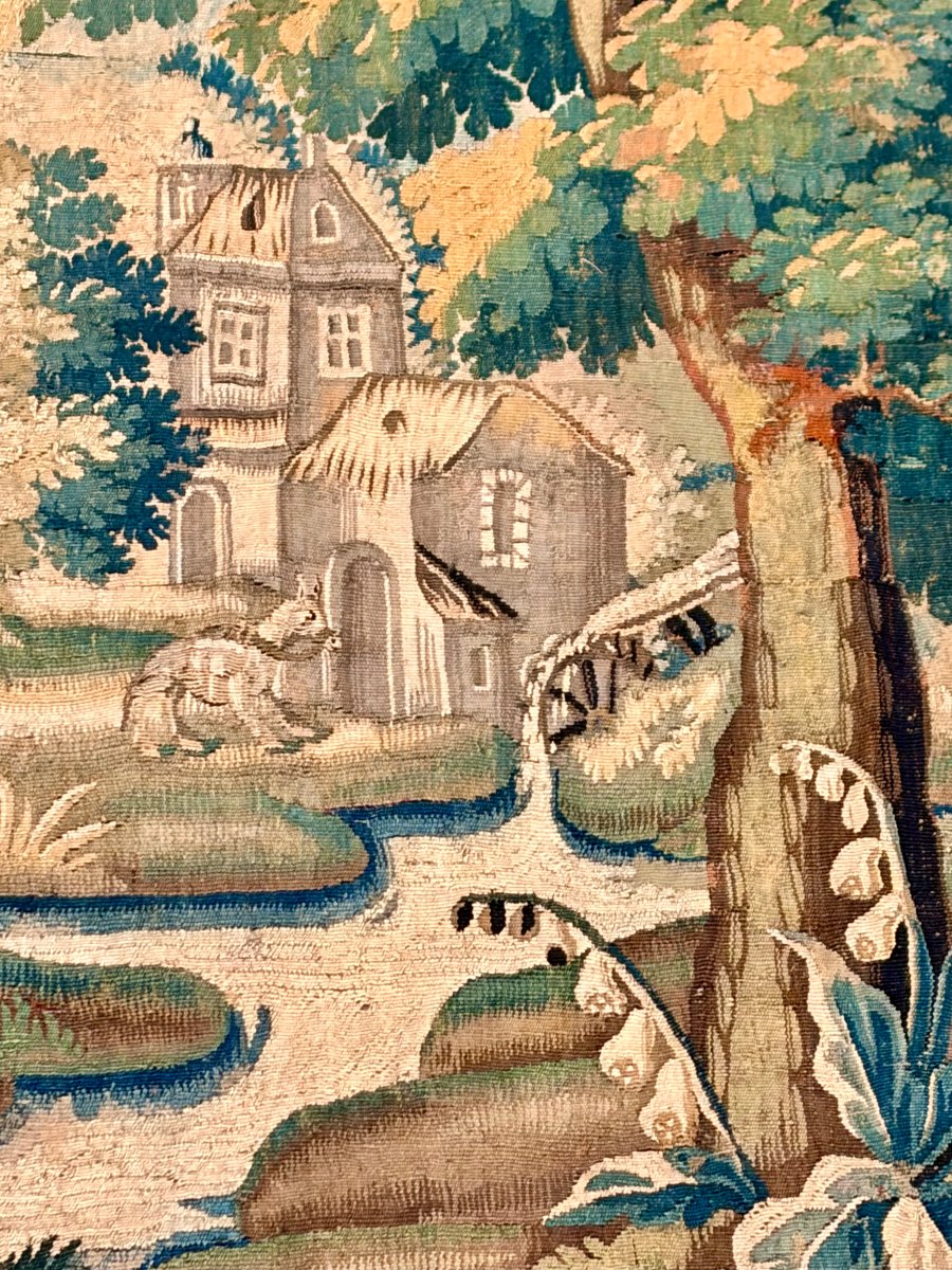18th-century Aubusson Tapestry Featuring A Verdant Scene At The Mill-photo-4