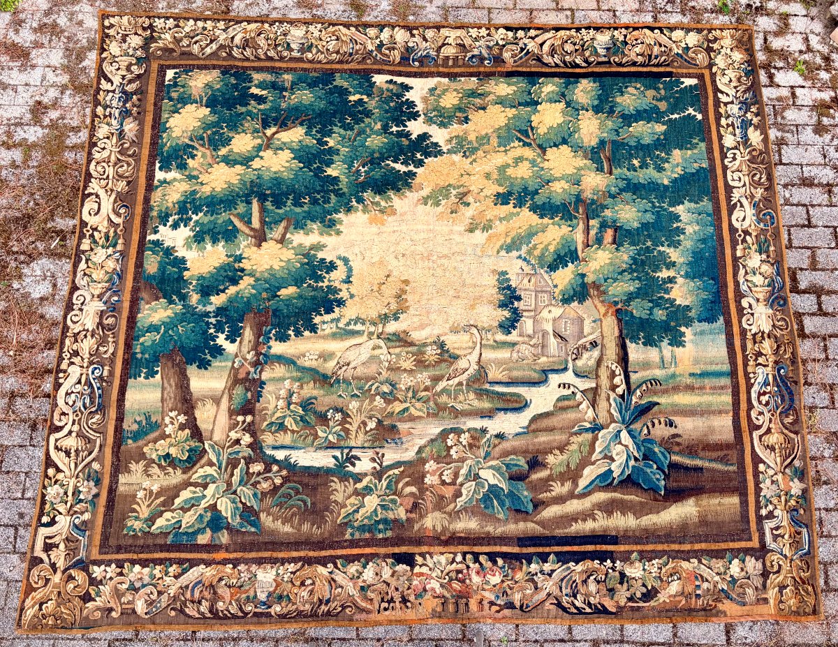 18th-century Aubusson Tapestry Featuring A Verdant Scene At The Mill