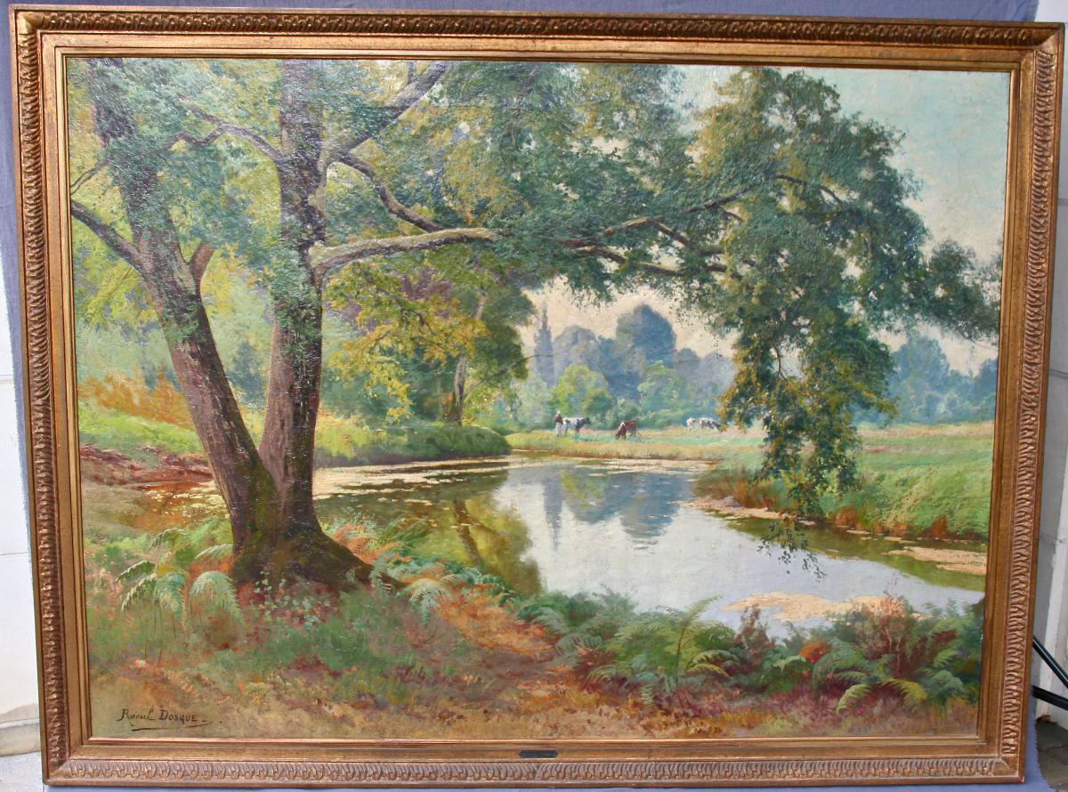 Huile Sur Toile "Matin d'été au Taillan" Par Raoul Dosque 