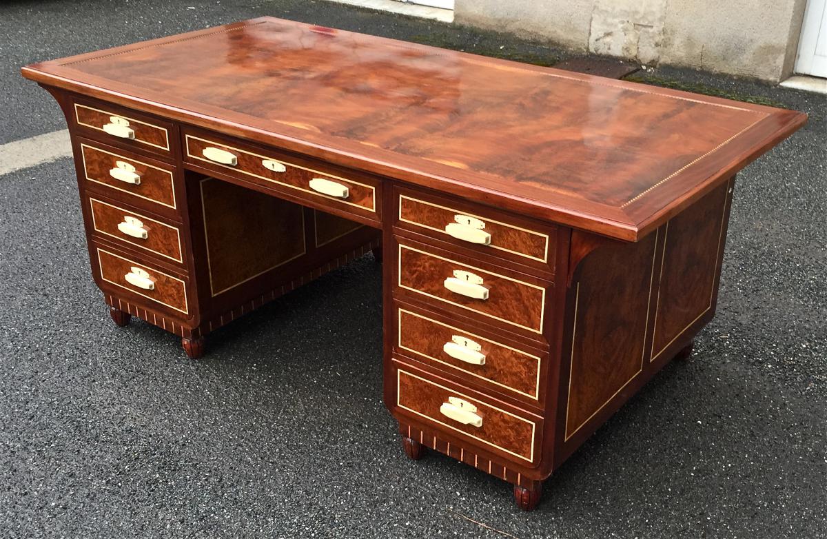 Office Box In Mahogany And Its Art Deco Chair-photo-3