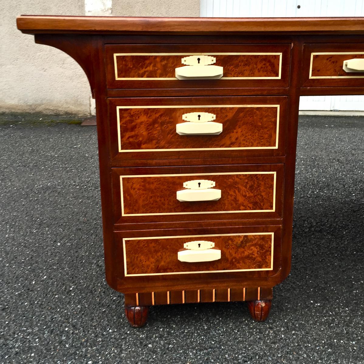 Office Box In Mahogany And Its Art Deco Chair-photo-4