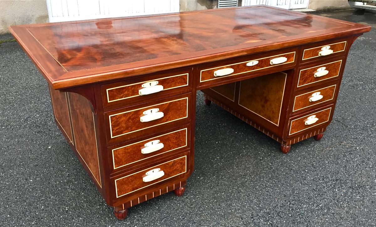 Office Box In Mahogany And Its Art Deco Chair-photo-6