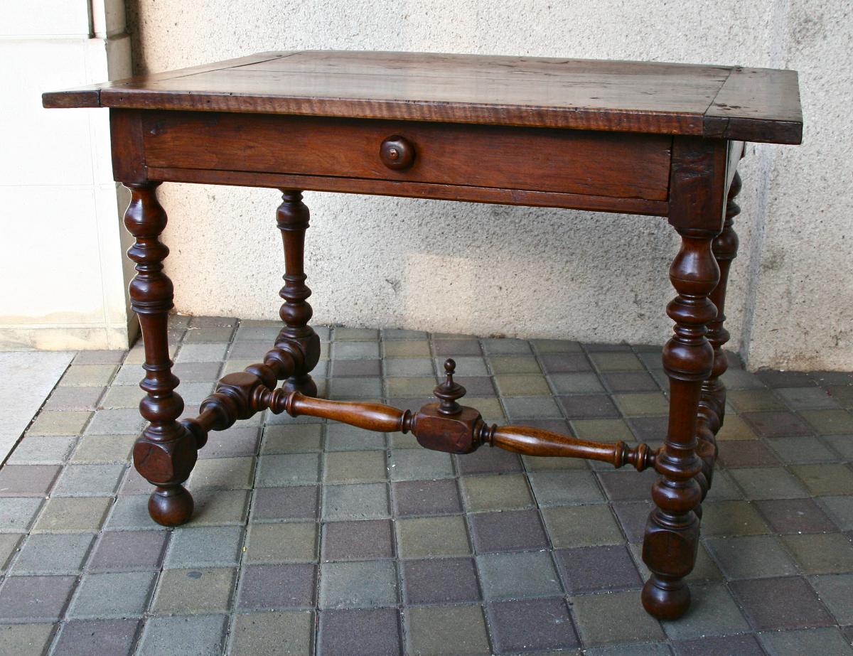 Writing Table With Louis XIII In Walnut