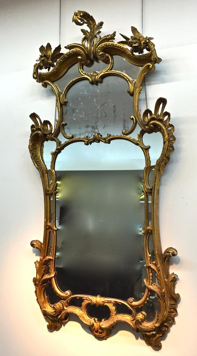 Grand Mirror In Golden Wood XVIII English-photo-4
