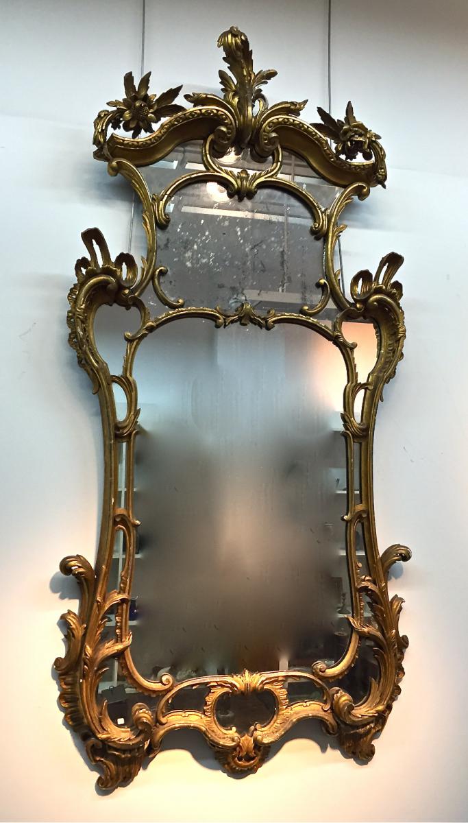 Grand Mirror In Golden Wood XVIII English-photo-3