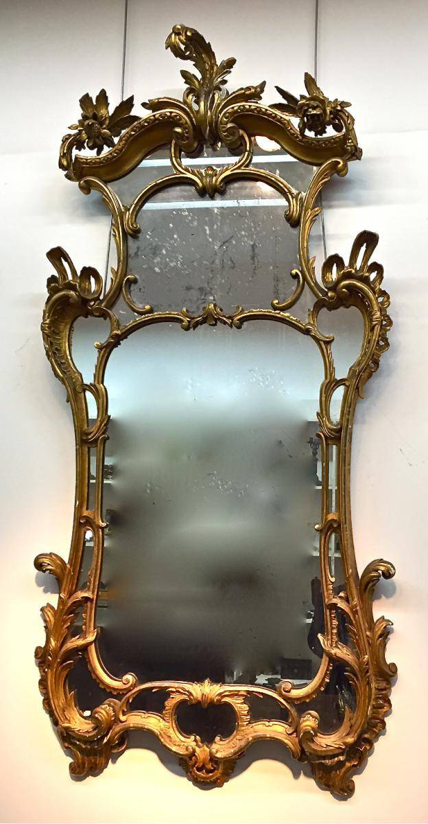 Grand Mirror In Golden Wood XVIII English-photo-6