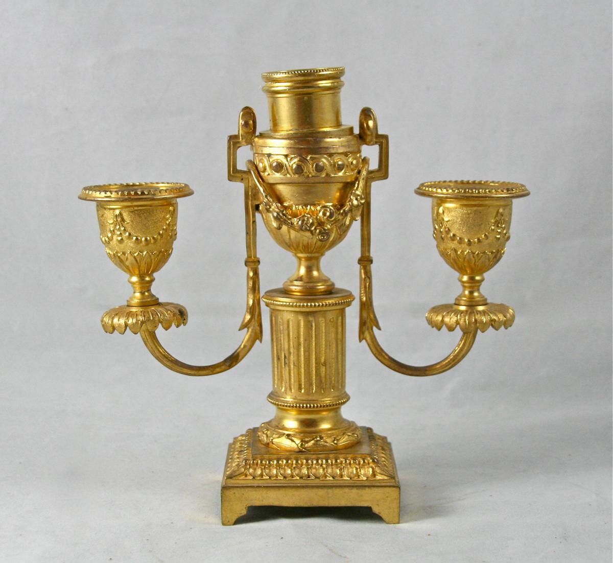 Pair Of Candlesticks Louis XVI Gilt Bronze-photo-3