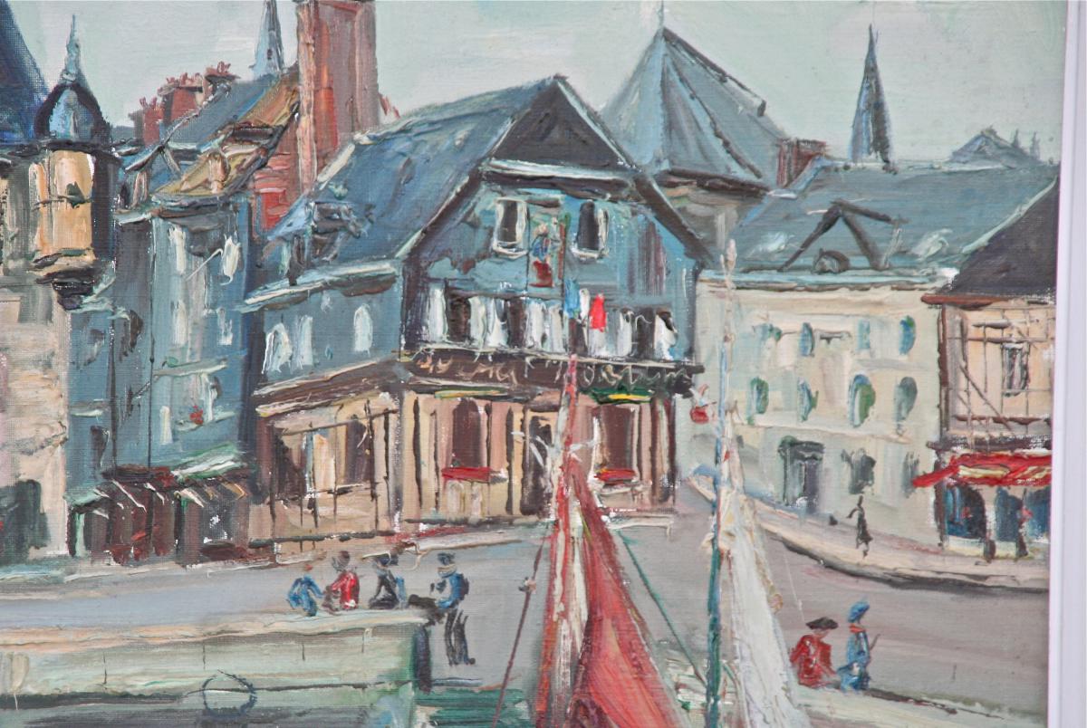 Peinture Milieu XXème "le Port De Honfleur"-photo-1