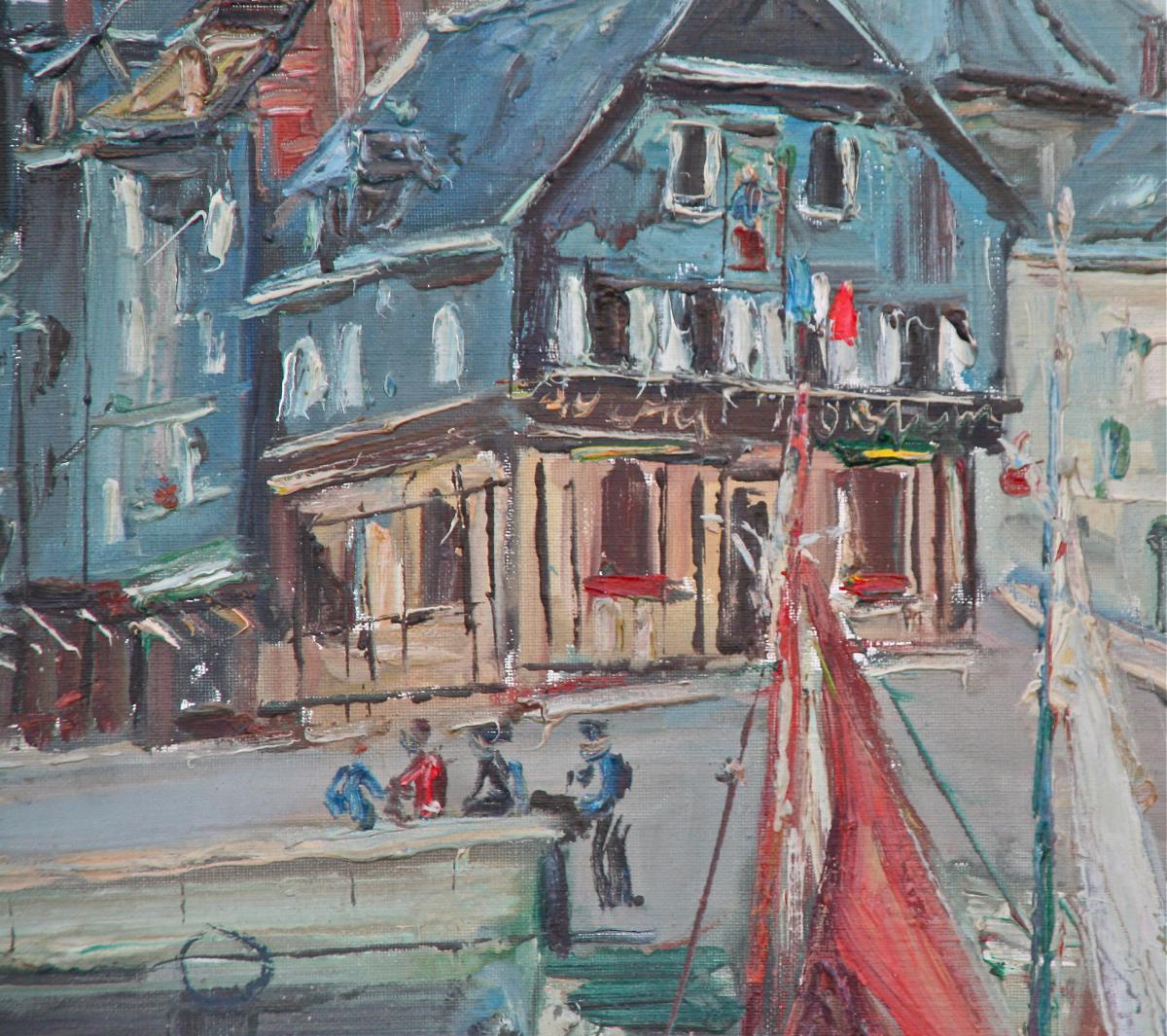 Peinture Milieu XXème "le Port De Honfleur"-photo-4