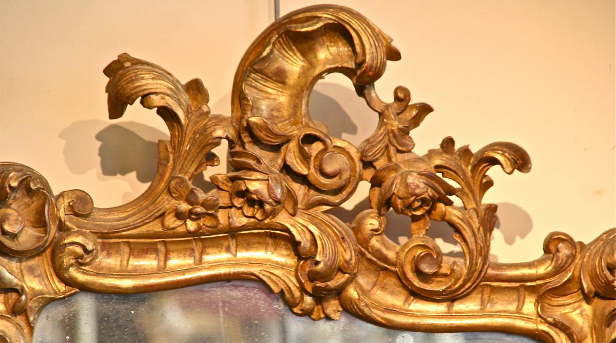 Miroir XVIIIème en bois doré-photo-4