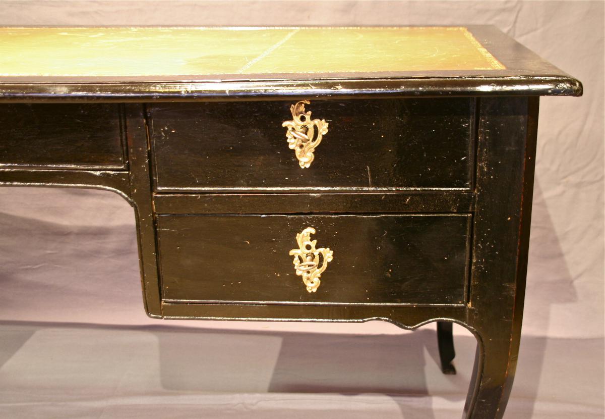 Bureau Louis XV double face, laqué noir d'époque XVIIIème -photo-8