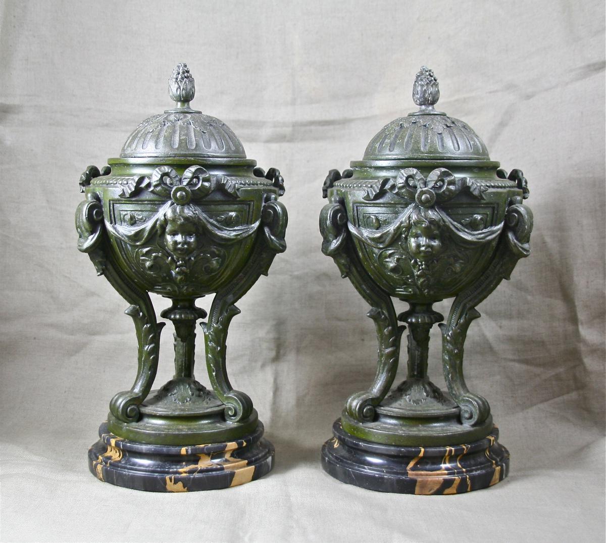 Paire d'urnes cassolettes XIXème -photo-2